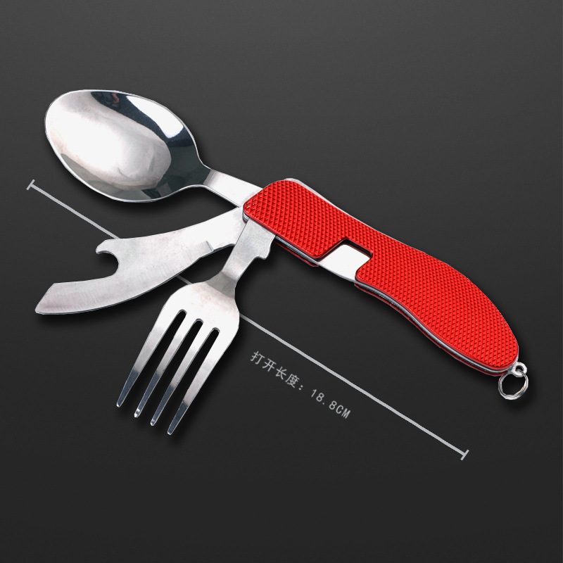 Conjunto de talheres dobrável multifuncional para exterior com quatro facas, garfos e colheres